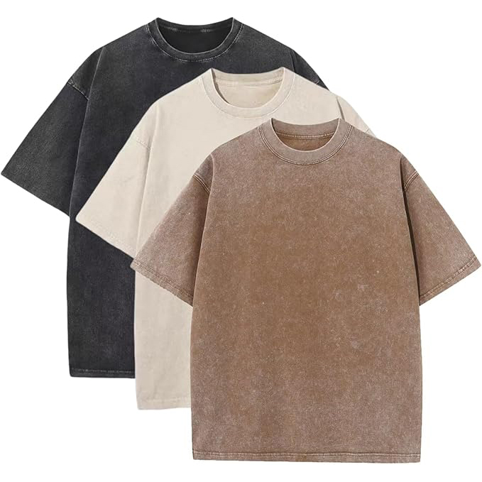 3 Pcs Men's Oversized Heavy Cotton Summer T-Shirts Vintage