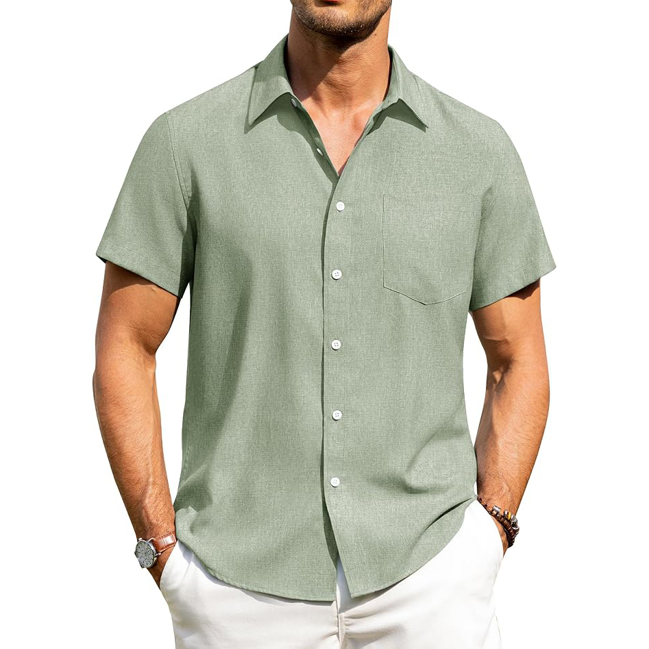  Mens Linen Shirts Short Sleeve Button Down Shirts