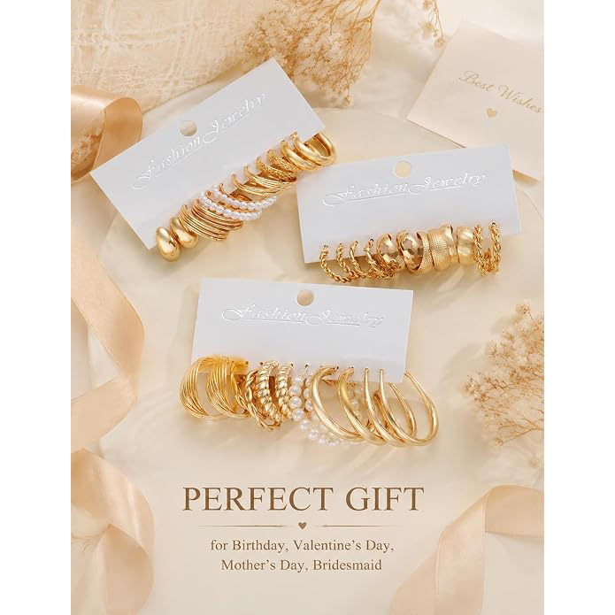 Gold Hoop Earrings Set