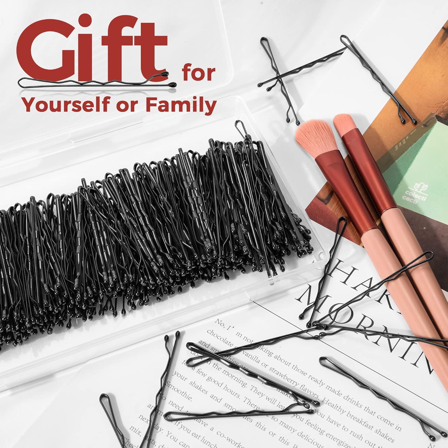 300 Pcs Bobby Pins Black, Hair Pins