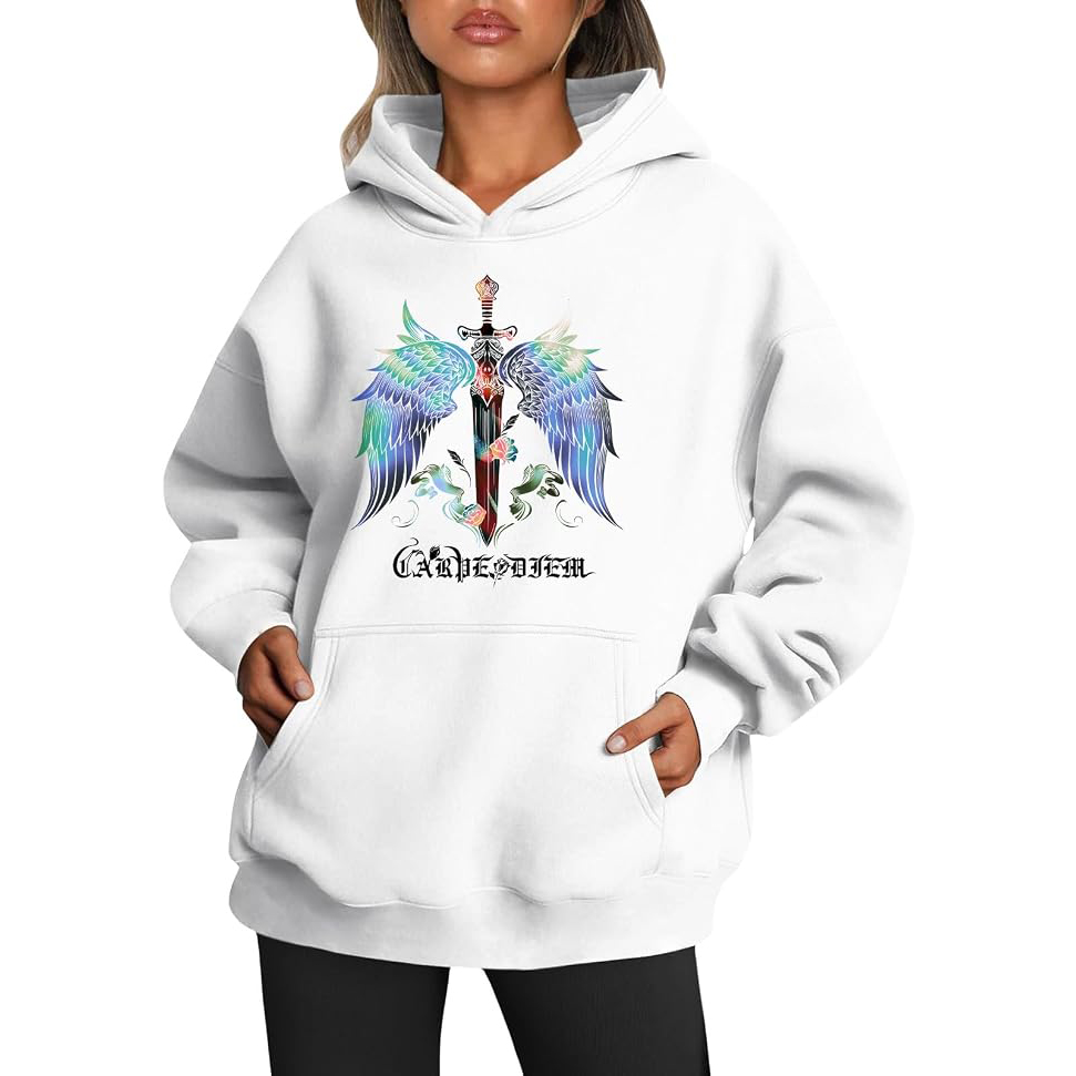 Womens Novelty Print Hoodies Trendy Plus Size
